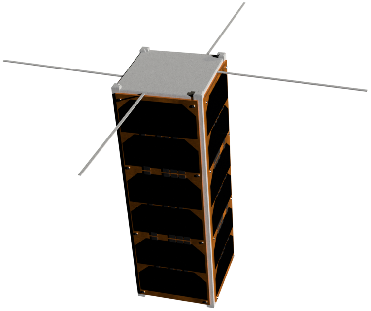 Transparent CAD render of PixelSat I